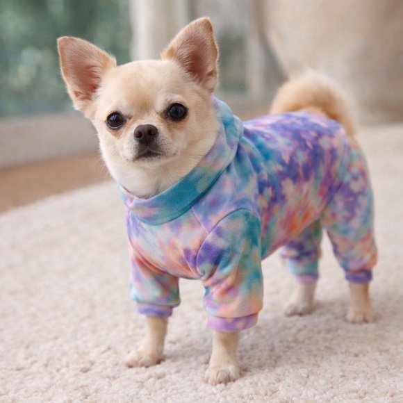 Hand Crafted Other - Handmade Tie-Dye Rainbow Pet Pajamas | Small Dog Apparel Upcycled